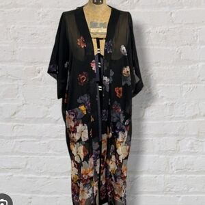 Rachel Zoe Black Kimono with Vibrant Accents